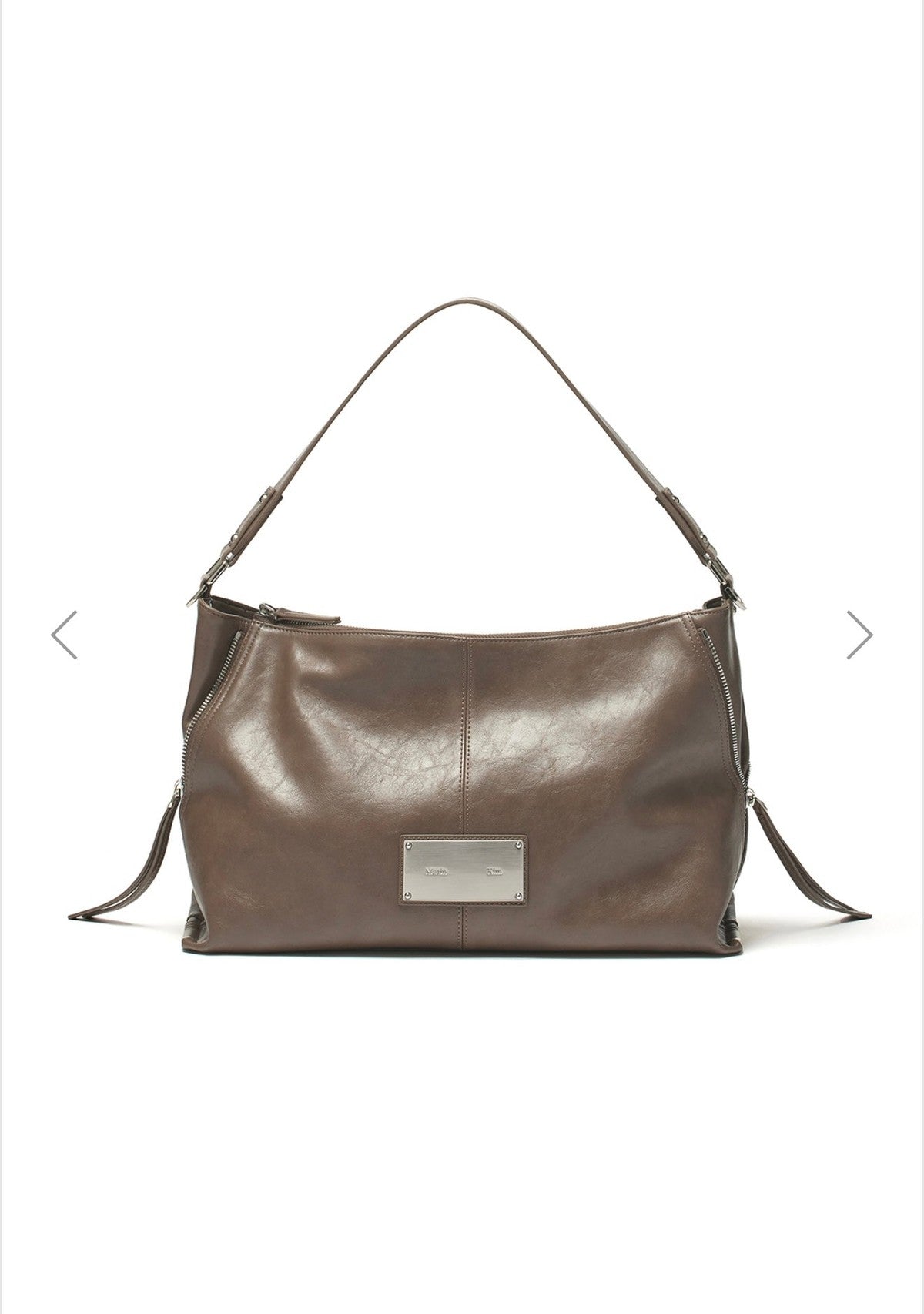 MATIN KIM SIDE ZIPPER SHOULDER BAG IN DARK BROWN (Instock)