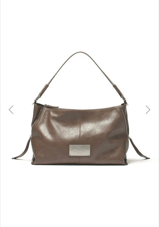 MATIN KIM SIDE ZIPPER SHOULDER BAG IN DARK BROWN (Instock)