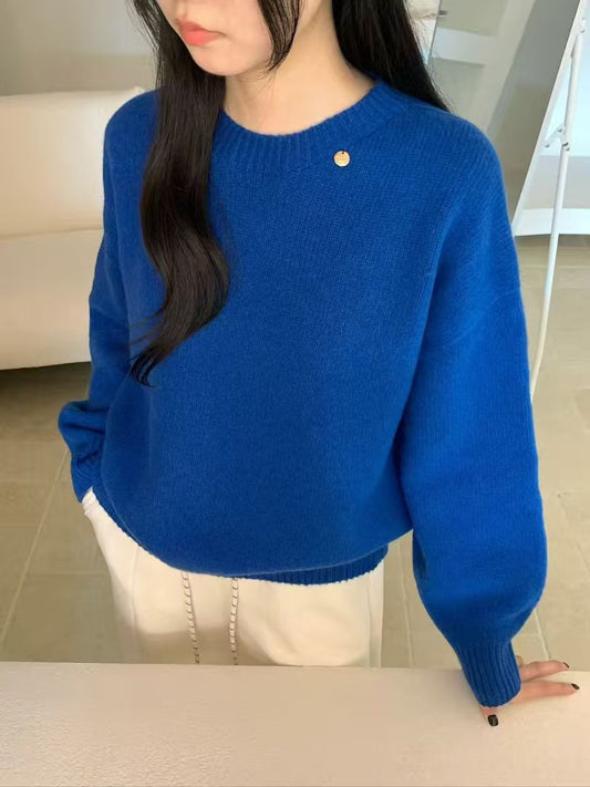Kelly Designs Wool Round Neck Blue Sweater (Instock)