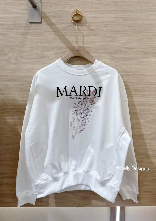 Mardi Mercredi Sweatshirt Flower_White Pink(Instock)