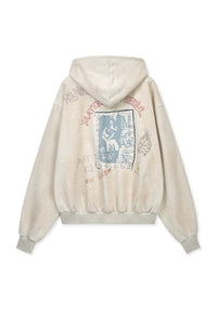 Matin Kim VINTAGE WASHED GRAFFITI HOODY ZIP UP IN Beige (Preorder)