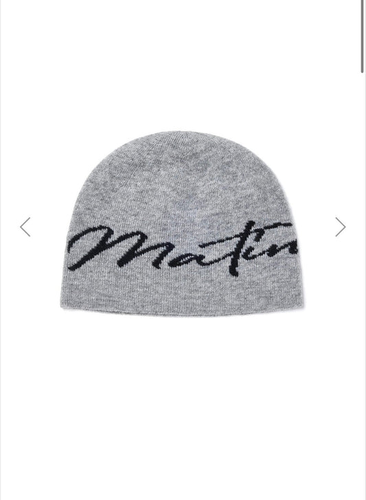 MATIN KIM MATIN LOGO SCRIPT BEANIE IN GREY (Instock)