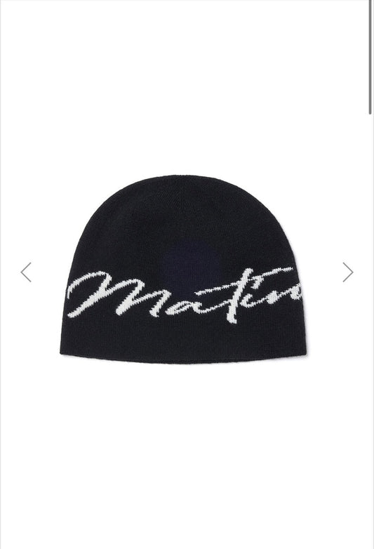 MATIN KIM MATIN LOGO SCRIPT BEANIE IN BLACK (Instock)