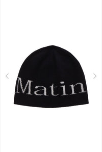 MATIN KIM LOGO JACQUARD SHORT BEANIE IN BLACK (Preorder)