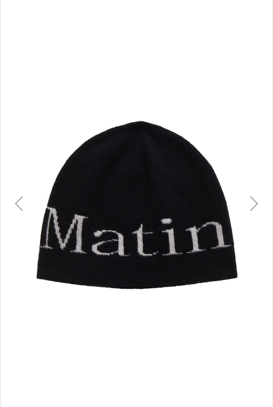 MATIN KIM LOGO JACQUARD SHORT BEANIE IN BLACK (Instock)