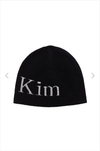 MATIN KIM LOGO JACQUARD SHORT BEANIE IN BLACK (Preorder)