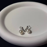 Kelly Designs 925 Silver Curved Crystal & Pearl Stud Earrings(Instock)
