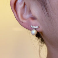 Kelly Designs 925 Silver Curved Crystal & Pearl Stud Earrings(Instock)