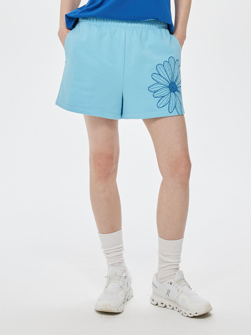 Mardi Mercredi Sweat Shorts Flower Skyblue (Instock)