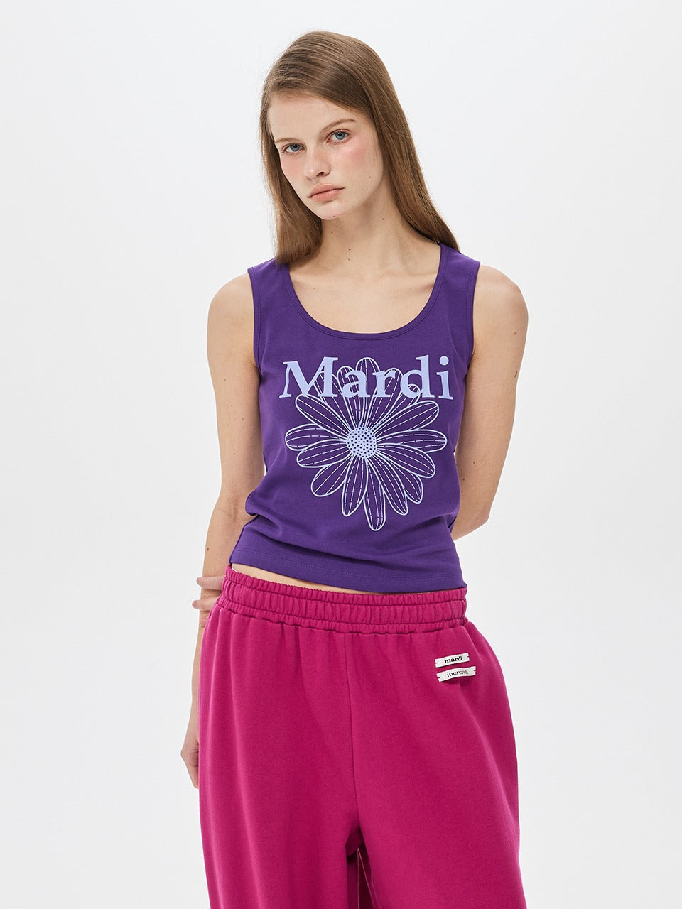 Mardi Mercredi Tank Scoop Neck Flowermardi Purple Lilac (Instock)