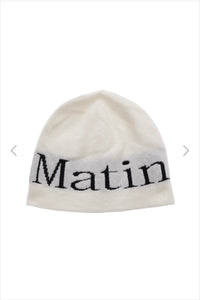 MATIN KIM LOGO JACQUARD SHORT BEANIE IN WHITE (Preorder)