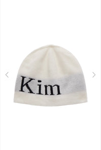 MATIN KIM LOGO JACQUARD SHORT BEANIE IN WHITE (Preorder)