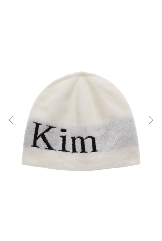 MATIN KIM LOGO JACQUARD SHORT BEANIE IN WHITE (Instock)