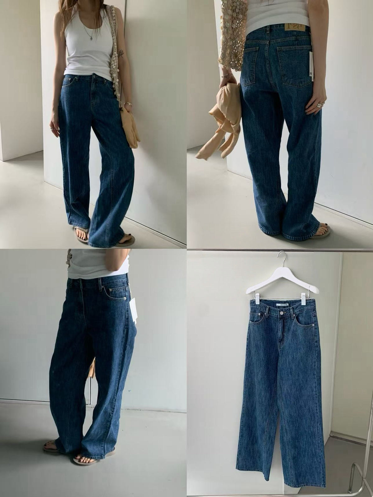 Korean APM High-Waisted Wide-Leg Jeans（Instock）