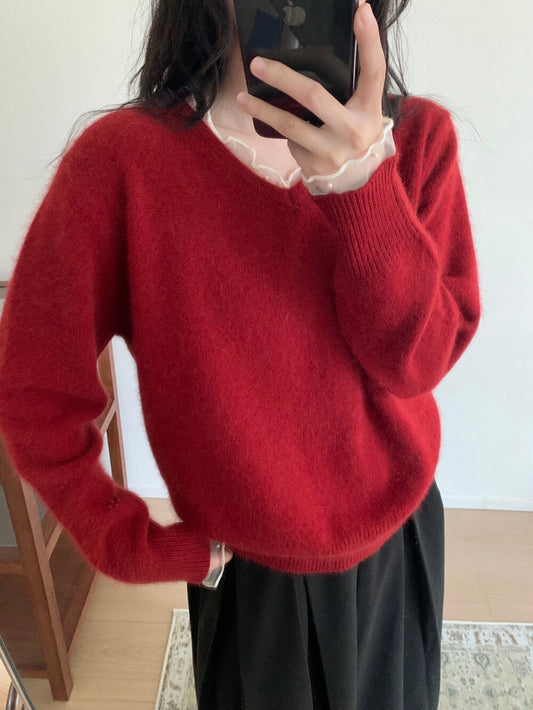 Kelly Designs Soft Brushed Wool Knit Sweater – Cherry Red (Instock)