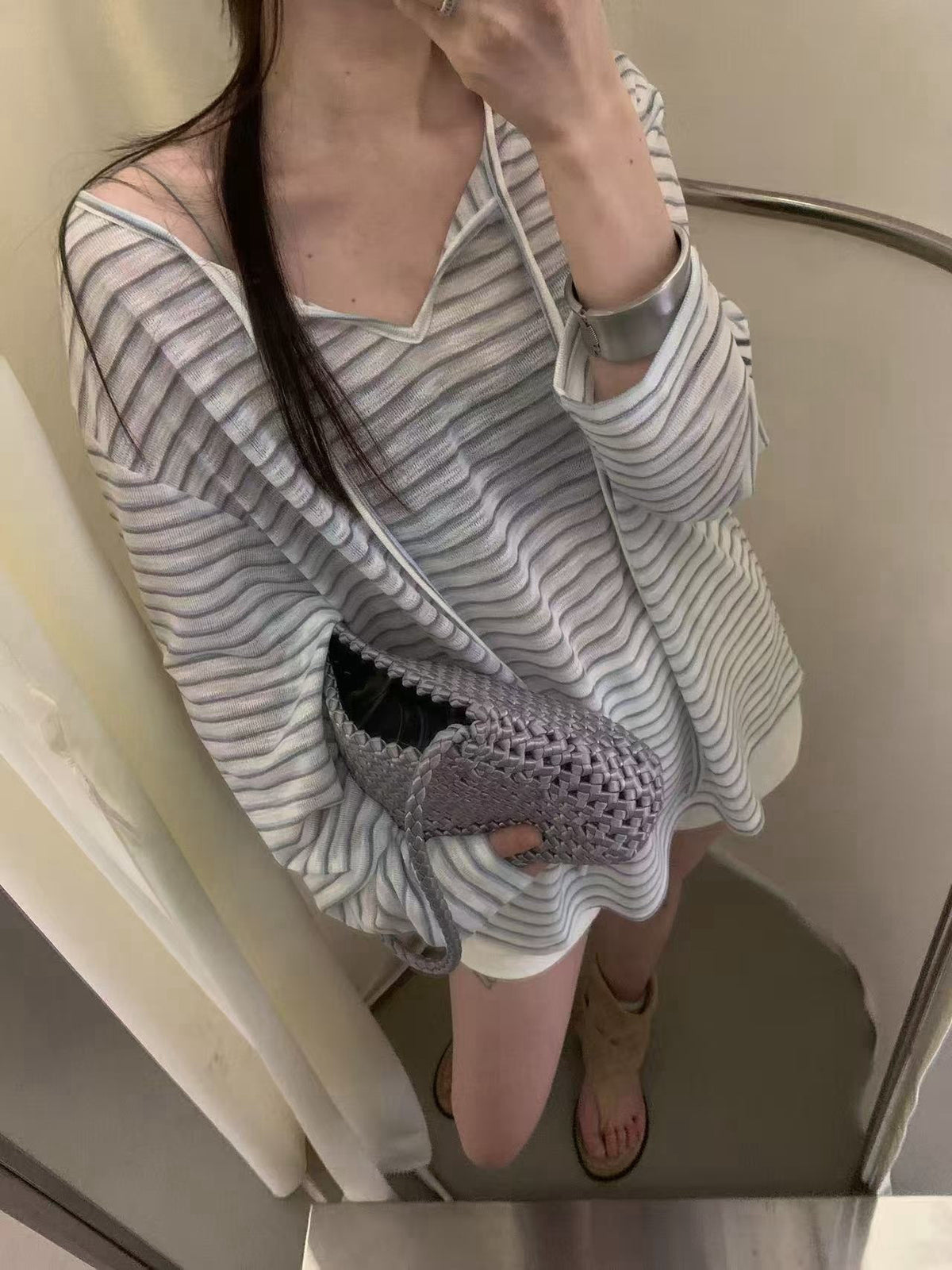 Kelly Designs Sun Cover Long Sleeves Stripe Top (Instock)