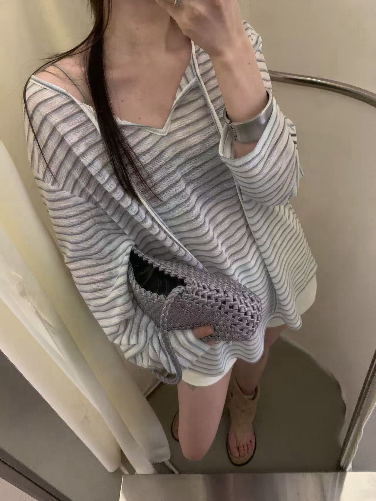 Kelly Designs Sun Cover Long Sleeves Stripe Top (Instock)