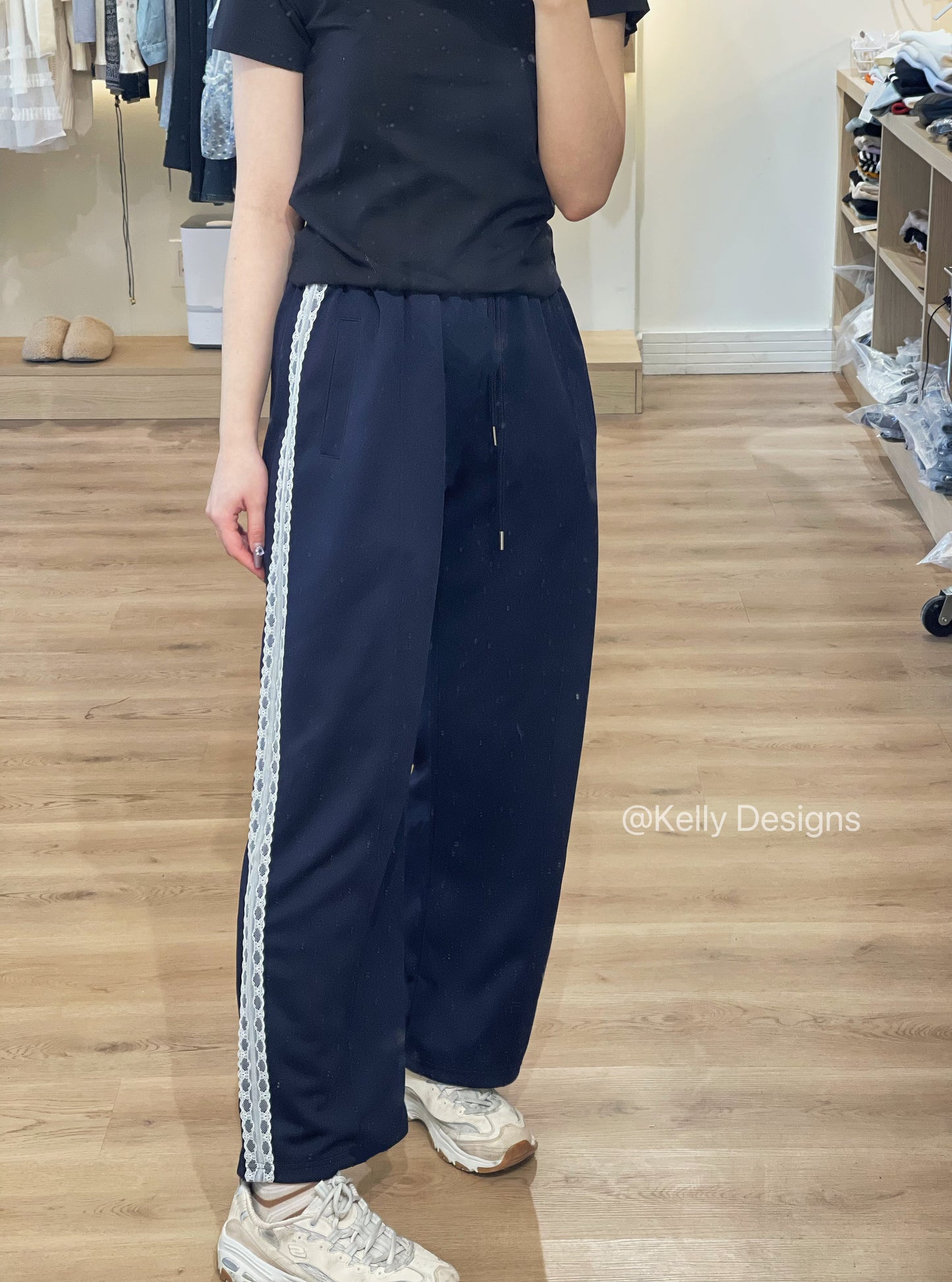 Korean APM Collection Casual Navy Lace Pants (Instock)