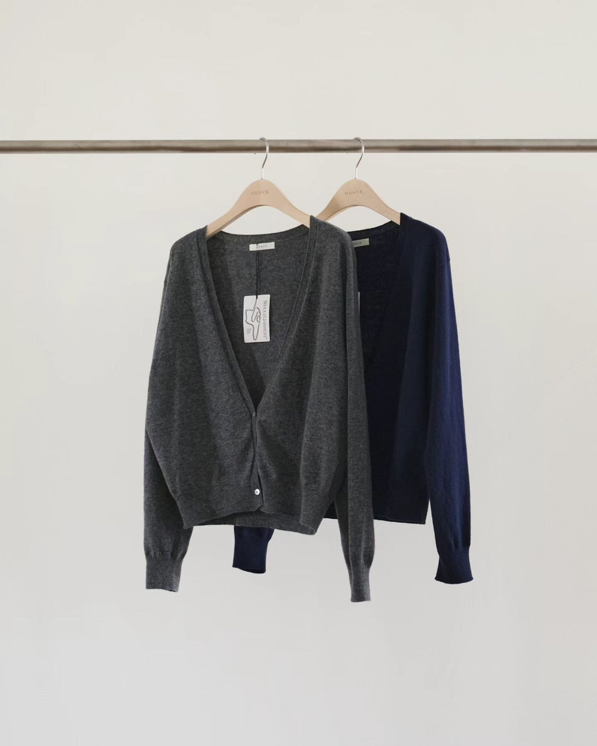 Korean APM Collection Ounce Mia Deep V-Neck Wool-Blend Cardigan (Instock)