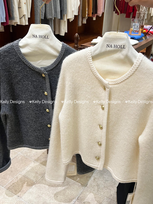 Kelly Designs Coco Styles Grey Wool Cardigan (Instock)