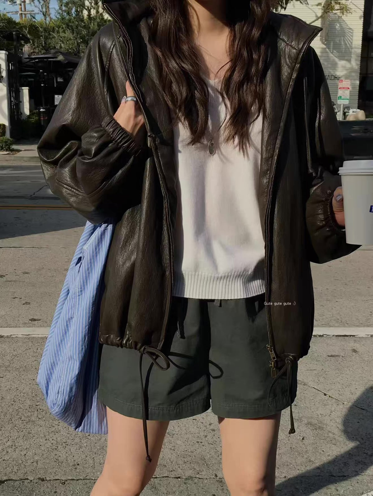 Korean Vintage Hooded Faux Leather Jacket (Instock)