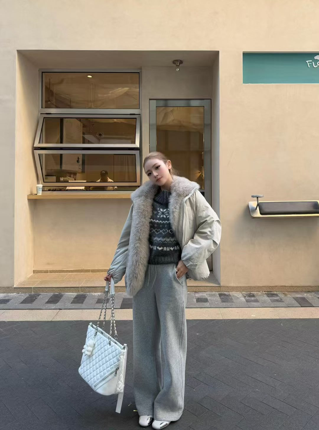 Kelly Designs Goose Down Jacket with Genuine Fox Fur Trim (Preorder)