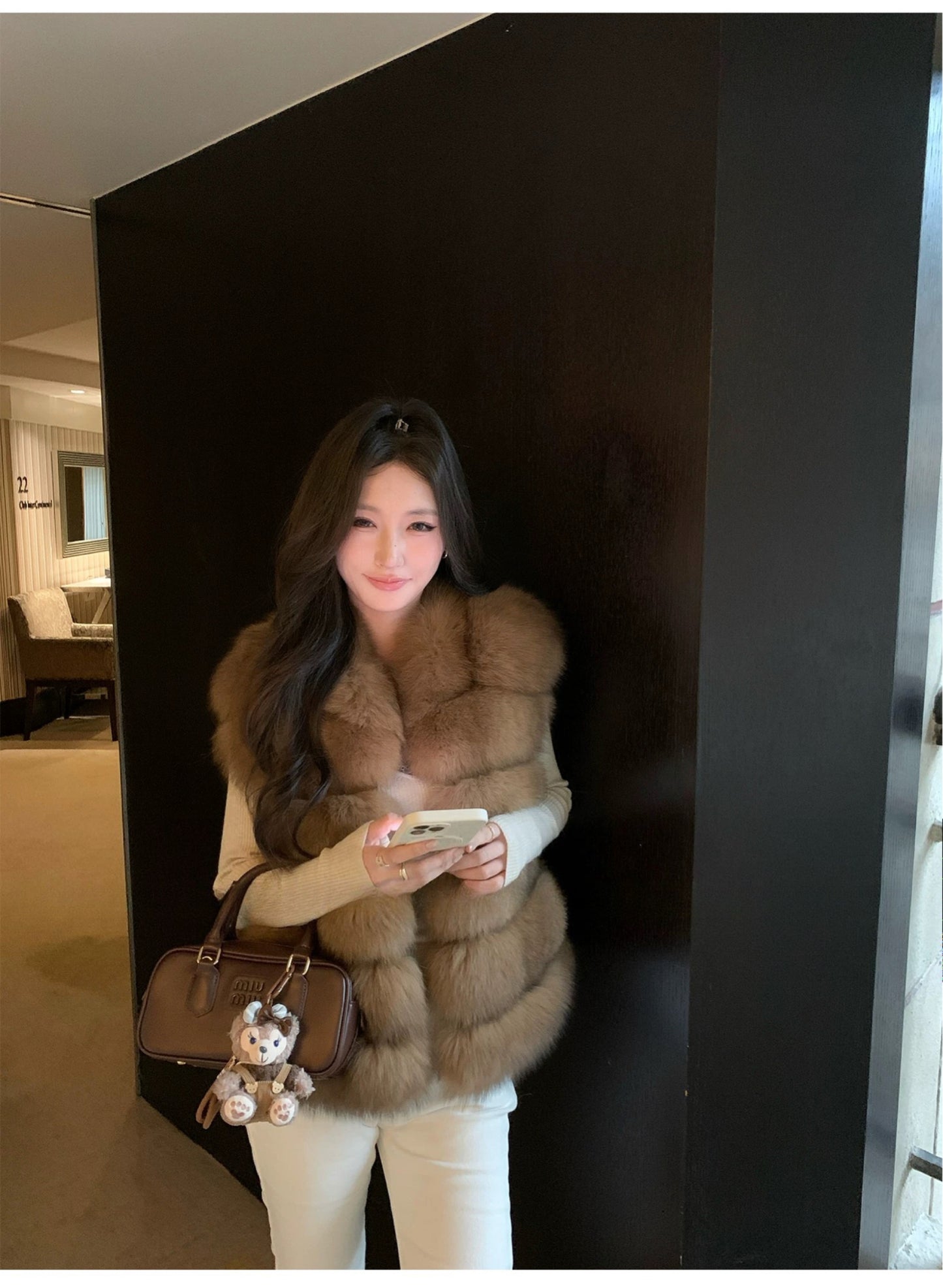 Kelly Designs Fox Fur Brown Vest (Instock)