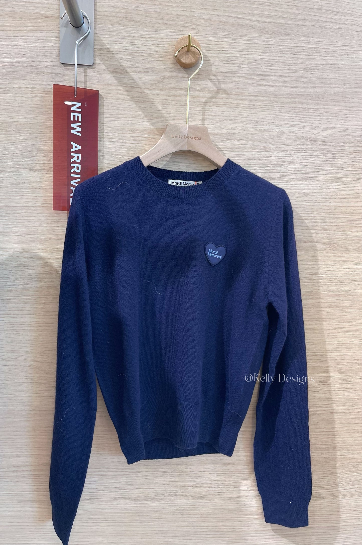 Mardi Mercredi Raccoon Blended Round Neck Heart Logo Navy(Instock)