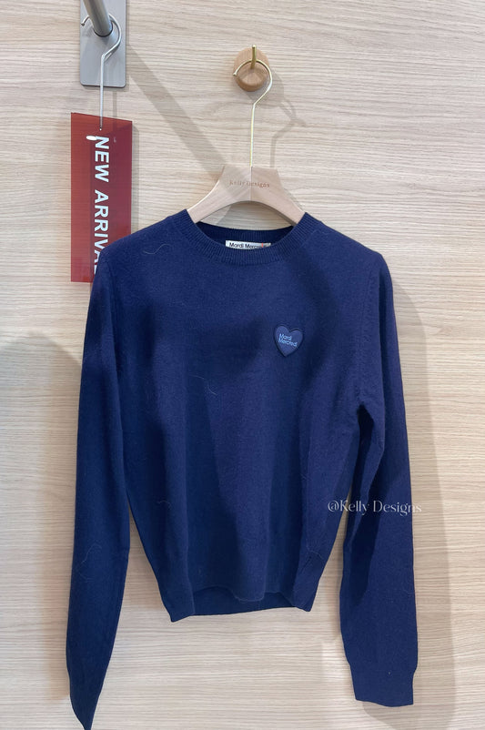 Mardi Mercredi Raccoon Blended Round Neck Heart Logo Navy(Instock)