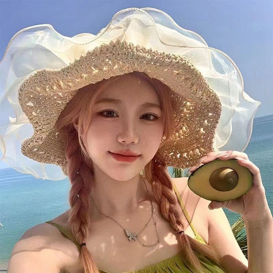 Kelly Designs Pearl Layer Beige Summer Hat (Instock)