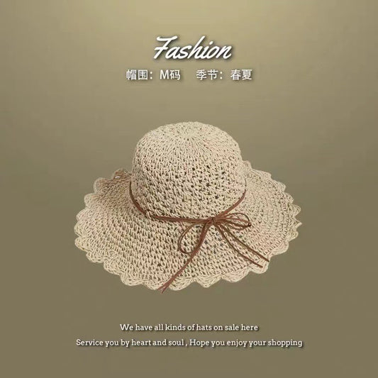 Kelly Designs Brown Line Layer Beige Summer Hat (Instock)