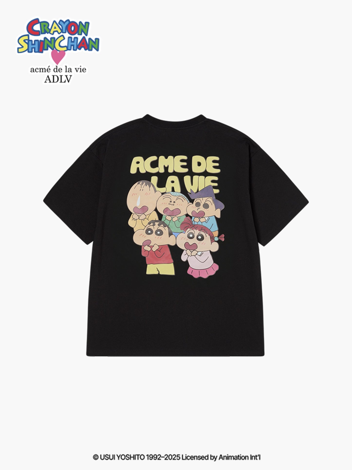 ADLV SHINCHAN AND FRIENDS SHORT SLEEVE BLACK T-SHIRT (Instock)