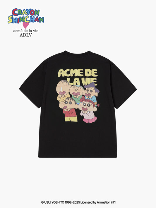 ADLV SHINCHAN AND FRIENDS SHORT SLEEVE BLACK T-SHIRT (Instock)