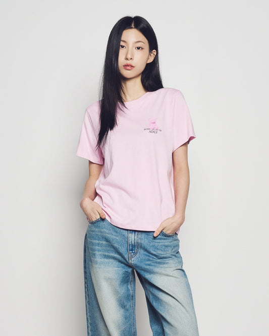 ADLV FUZZY BEAR SHORT FEMALE SLEEVE T-SHIRT PINK (Instock)