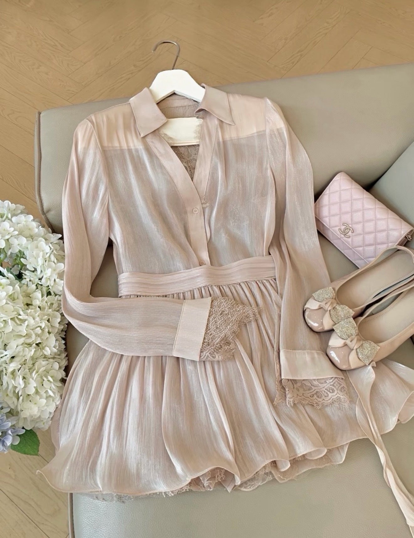 Kelly Designs Elegant Chiffon Two-Piece Pink Set (Instock)