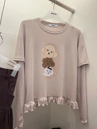 Korean APM Collection Puppy Layered Long Sleeve Top - 2 Colors (Instock)
