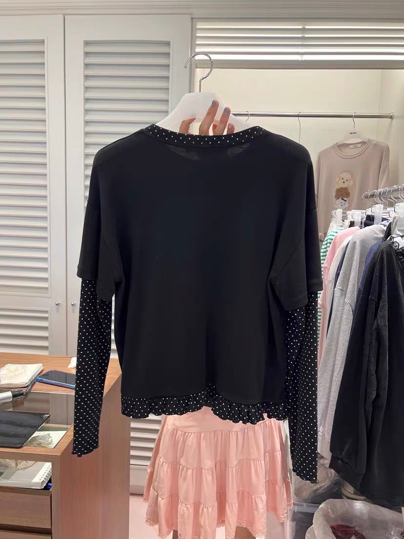 Korean APM Collection Puppy Layered Long Sleeve Top - 2 Colors (Instock)