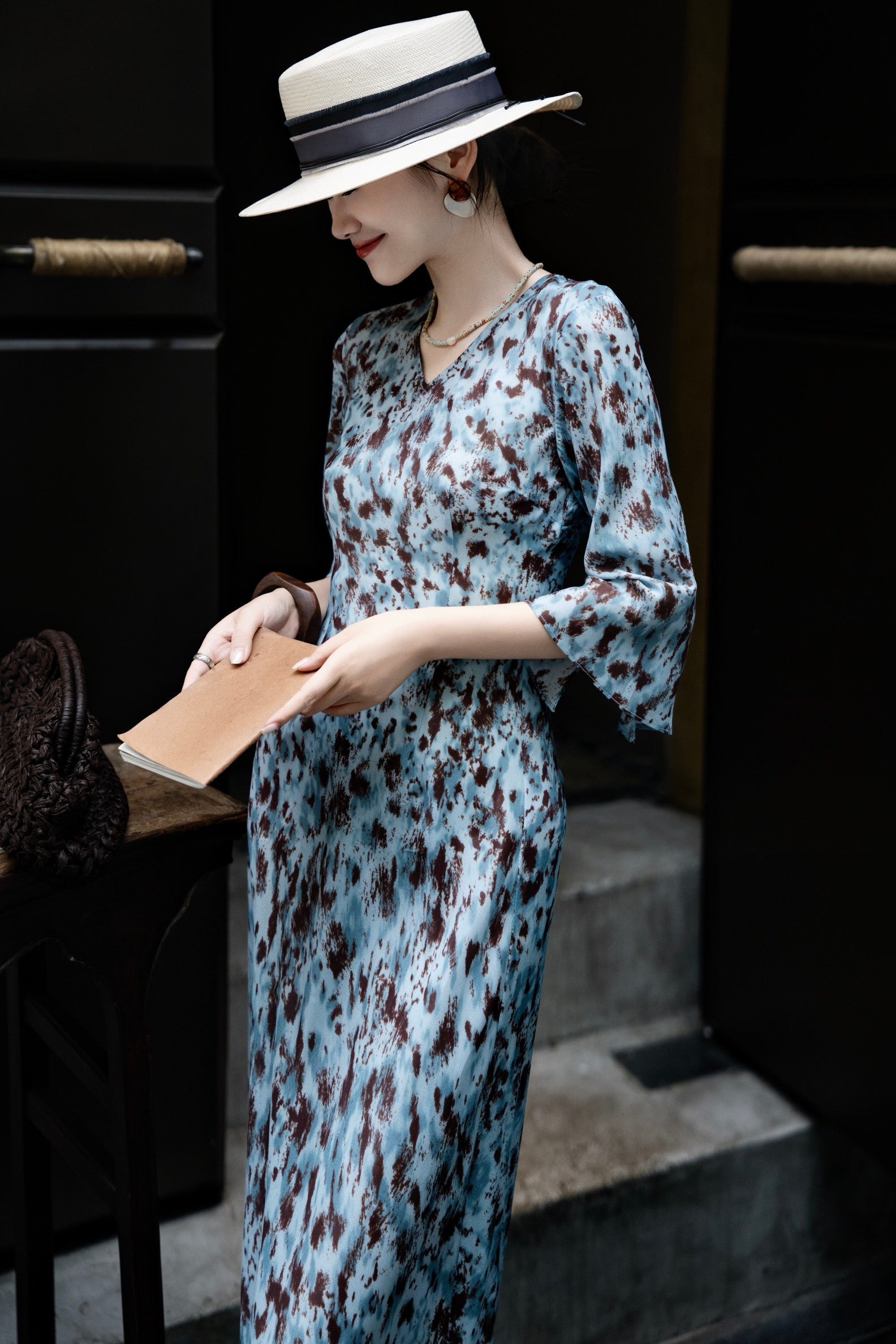 Kelly Designs Mulberry Silk Floral Maxi Dress – Sleeveless Round-Neck Bias Cut Dress (Instock)