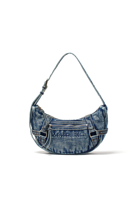 Matin Kim MATIN WASHED DENIM MINI HOBO BAG IN BLUE (Instock)