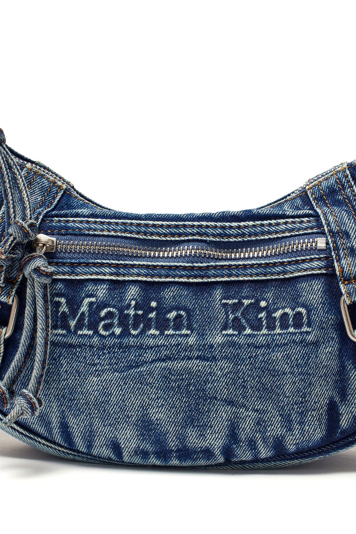Matin Kim MATIN WASHED DENIM MINI HOBO BAG IN BLUE (Instock