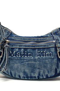 Matin Kim MATIN WASHED DENIM MINI HOBO BAG IN BLUE (Preorder)