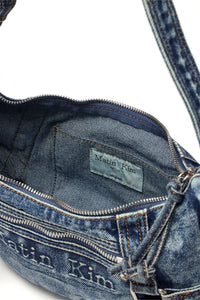 Matin Kim MATIN WASHED DENIM MINI HOBO BAG IN BLUE (Preorder)