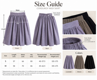 Kelly Designs Corduroy Semi-Elastic Midi Skirt (Instock)