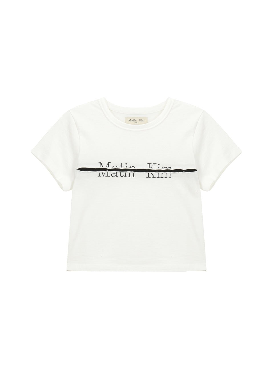 MATIN KIM LOGO CUTTED CROP TOP IN WHITE (Instock)
