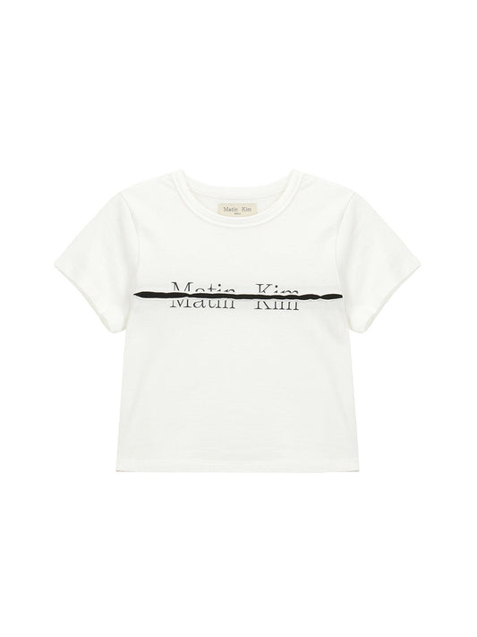 MATIN KIM LOGO CUTTED CROP TOP IN WHITE (Instock)