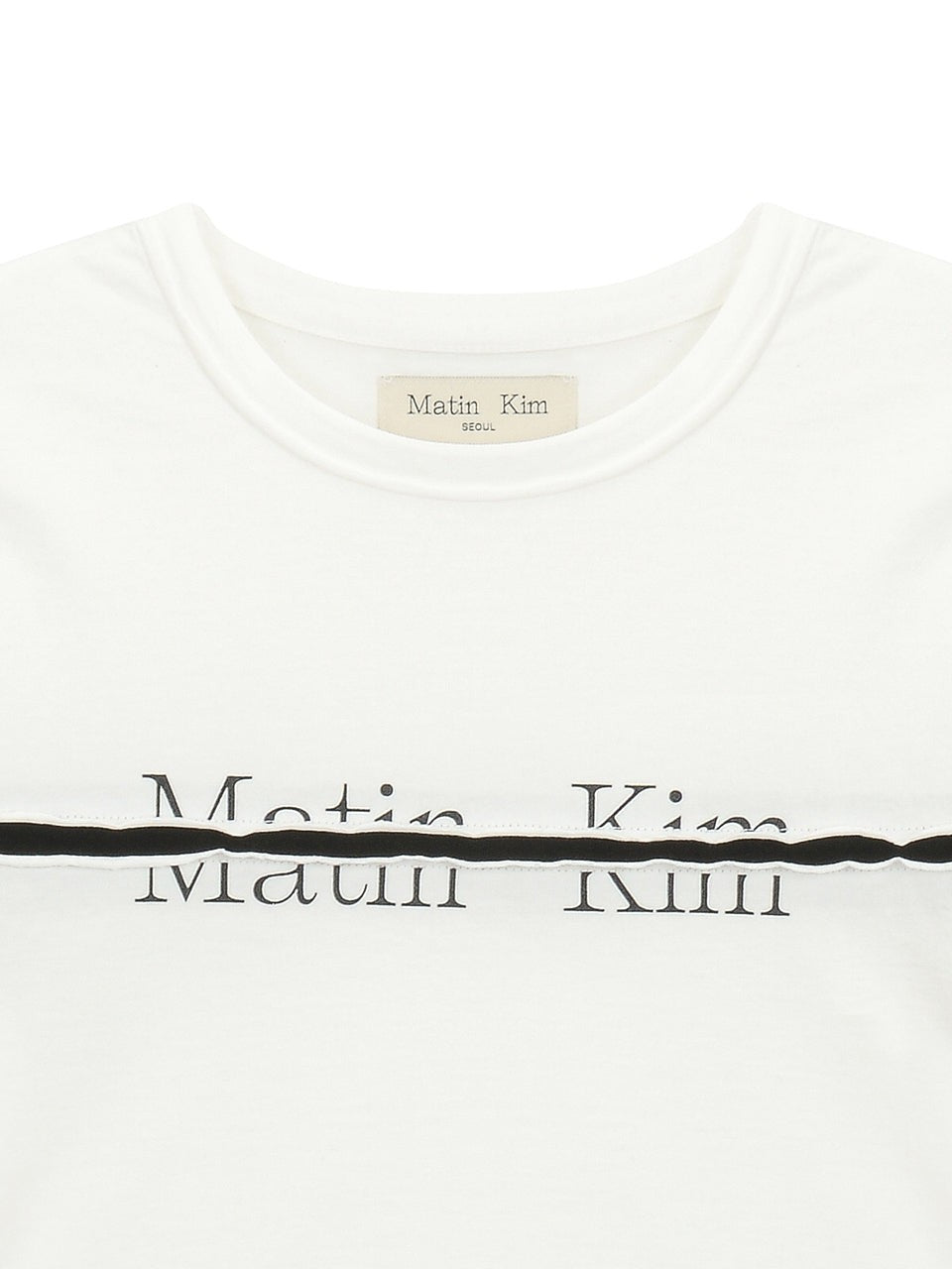 MATIN KIM LOGO CUTTED CROP TOP IN WHITE (Instock)