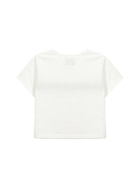 MATIN KIM LOGO CUTTED CROP TOP IN WHITE (Instock)