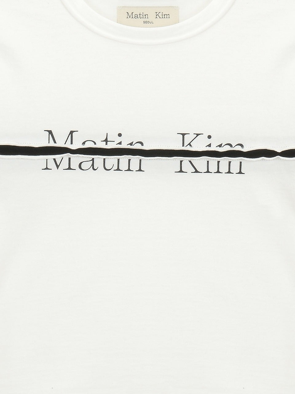 MATIN KIM LOGO CUTTED CROP TOP IN WHITE (Instock)