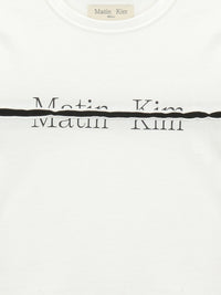 MATIN KIM LOGO CUTTED CROP TOP IN WHITE (Instock)