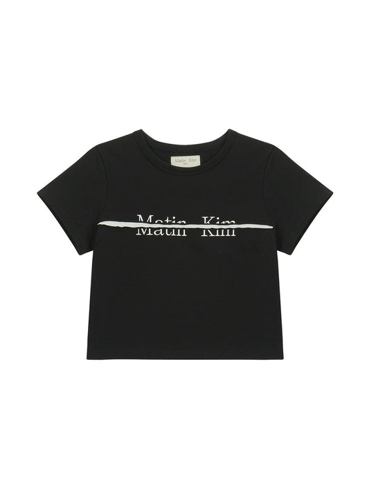 MATIN KIM LOGO CUTTED CROP TOP IN Black (Instock)
